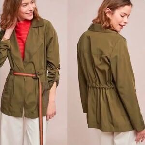 Anthropologie Utility Jacket Size XS Gisborne Obi Trench Anorak Coat in Olive